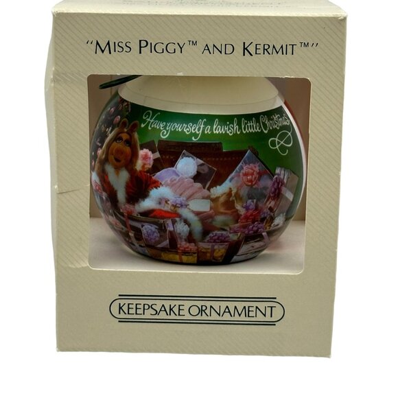 Hallmark 1982 Miss Piggy Kermit Satin Christmas Keepsake Ornament Presents - Picture 3 of 11